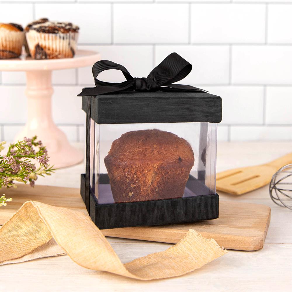 Clear Plastic Gift Boxes Black 4X4X4" Event Party Favor